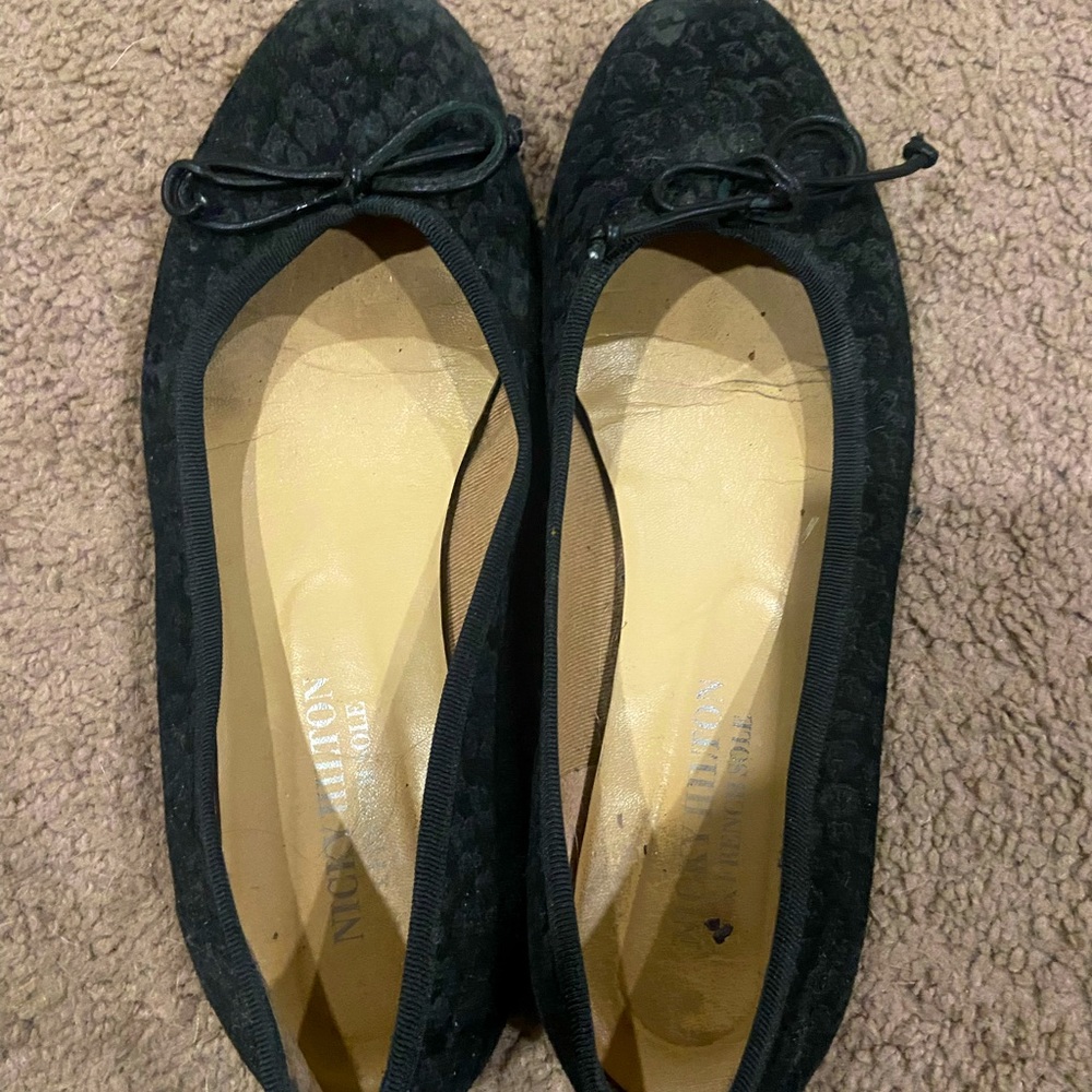 Nicky Hilton Black Ballet Flats